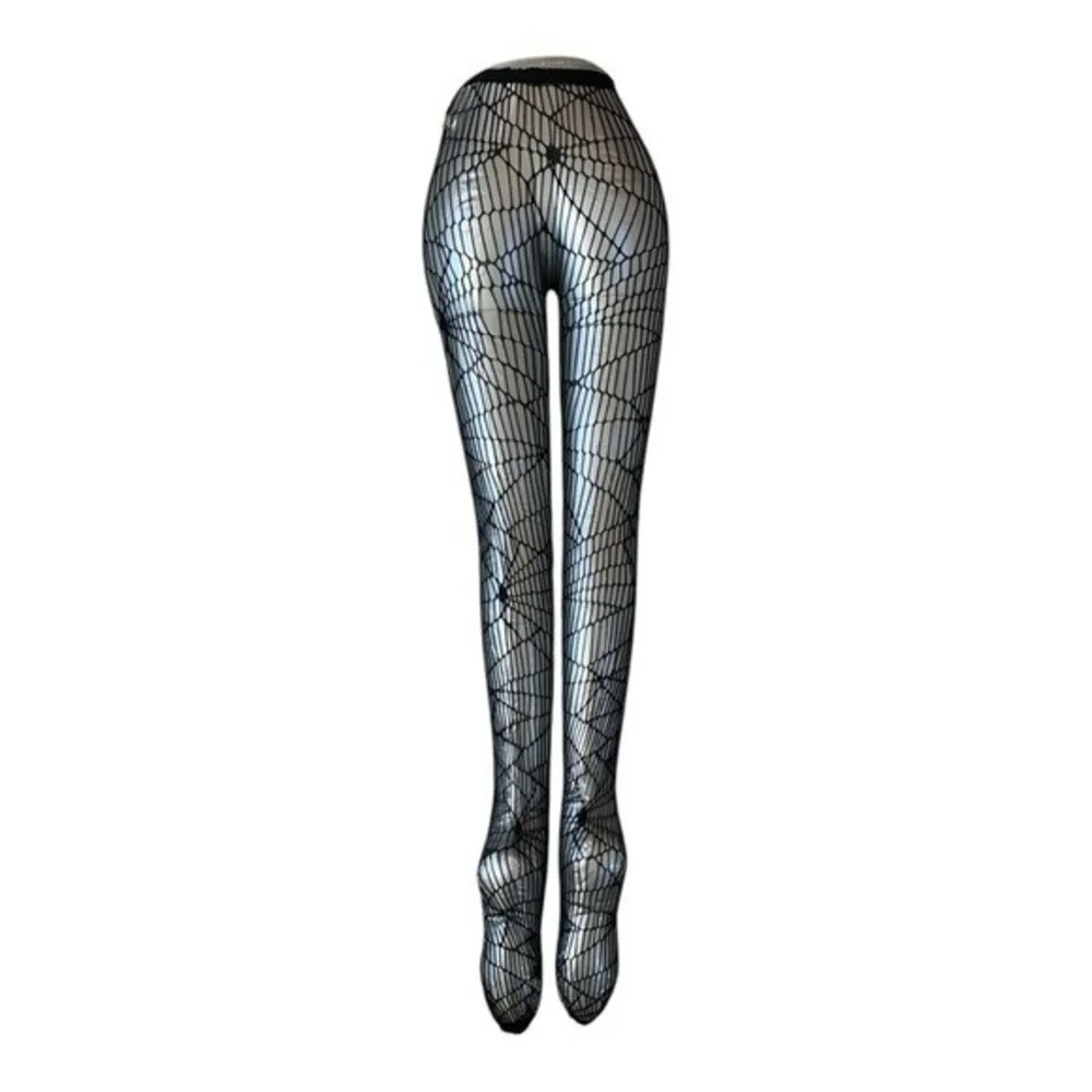 ToBeInStyle Distressed Fishnet Pantyhose Spider Web Tights Black Punk Goth New